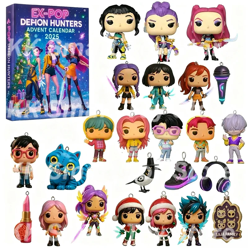 New Kpop Demon Hunting Christmas Advent Calendar Surprise Blind Boxes Acrylic keychain Mystery Box Halloween Gifts Toys