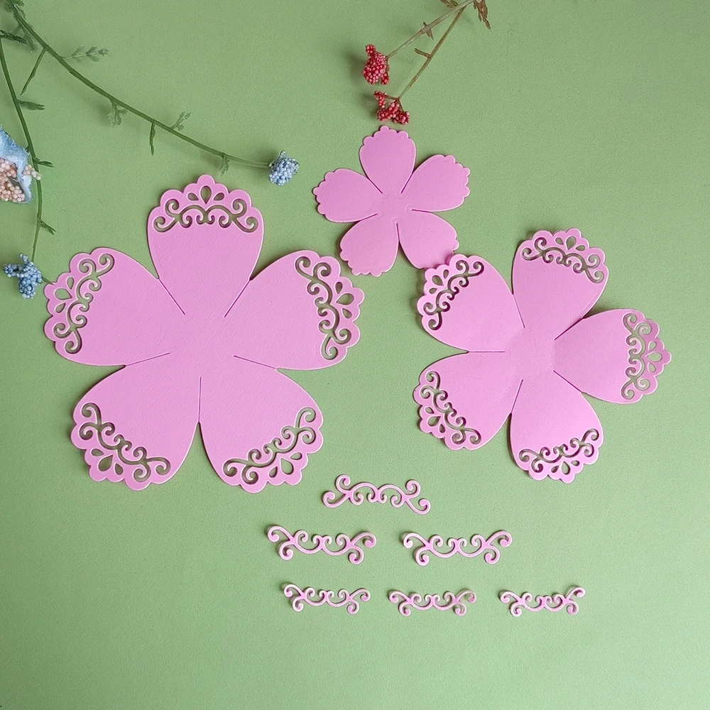 Delicate large openwork flowers cutting dies for English letters, scrapbooks, reliefs craft stamps, photo album puzzl