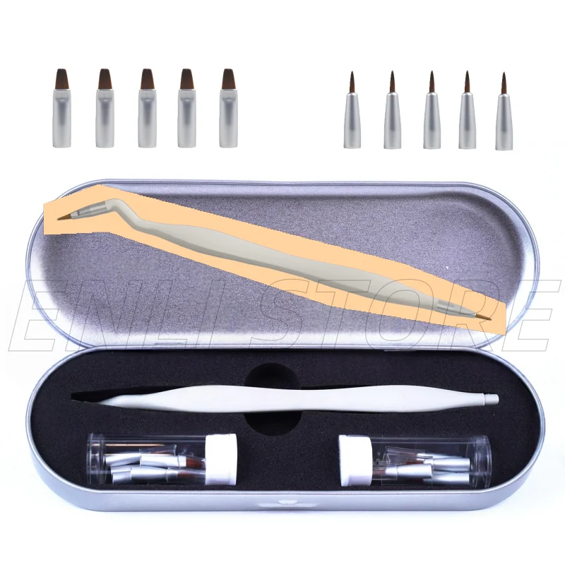 Dental Resin Brush Pen Replaceable Brushes Head Straight Curved Head Handle Mini Micro Brush Dentist Tool