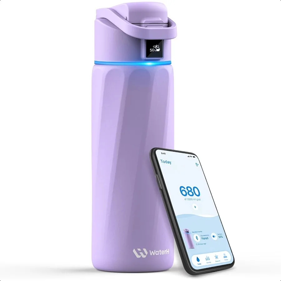 

Умная бутылка для воды Boost с напоминанием о питьевой воде, 24 унции, без BPA, бутылка для воды с вакуумной изоляцией, широкая горловина для воды
