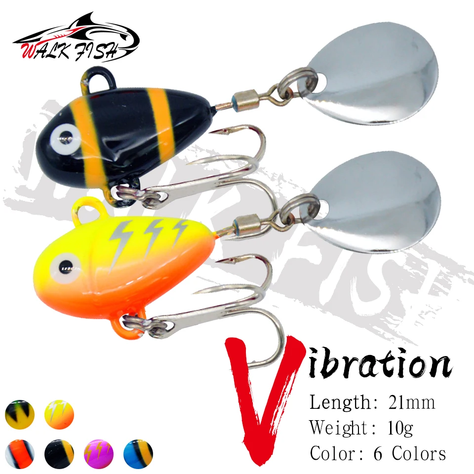 WALK FISH 1PCS 10g 2.1cm New Metal Mini VIB With Spoon Fishing Lure Pin Crankbait Vibration Spinner Sinking Bait Fishing Tackle