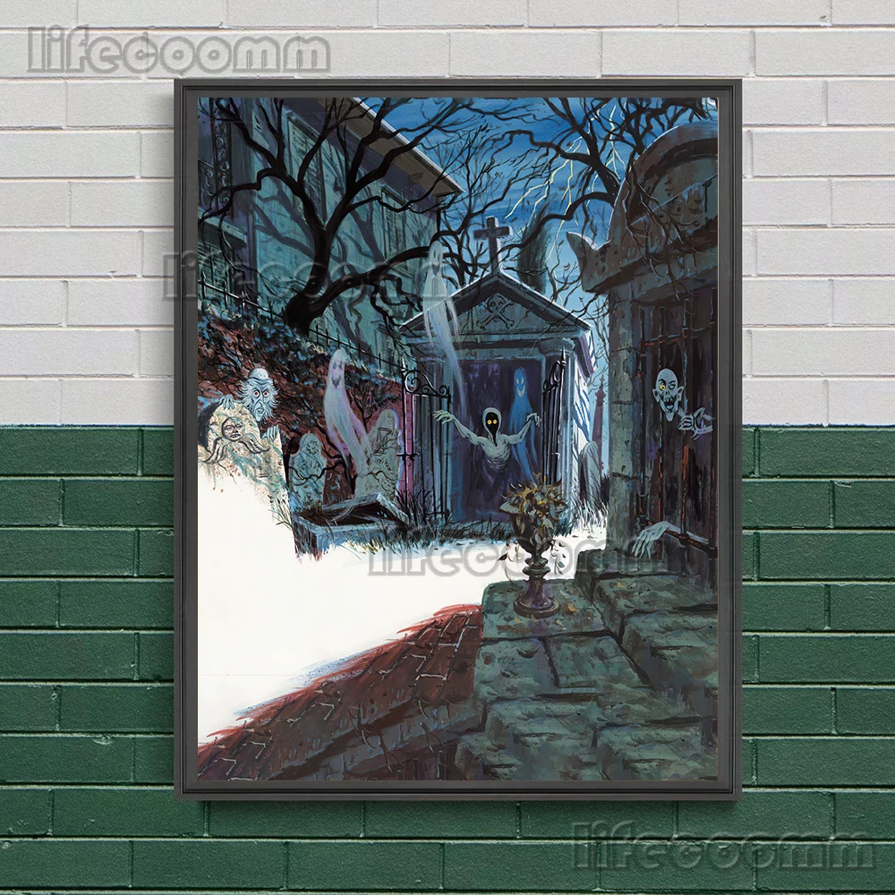 Ghosts Emerging From The Cemetery Abstract Vintage Wall Art Canvas Print The Evil Spirit