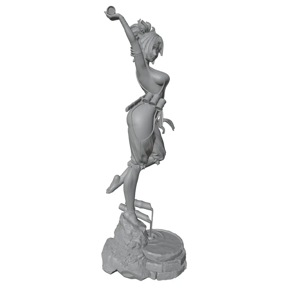 Estatua de anime gris impresa en tres dimensiones sin montar ni pintar - imagen 4