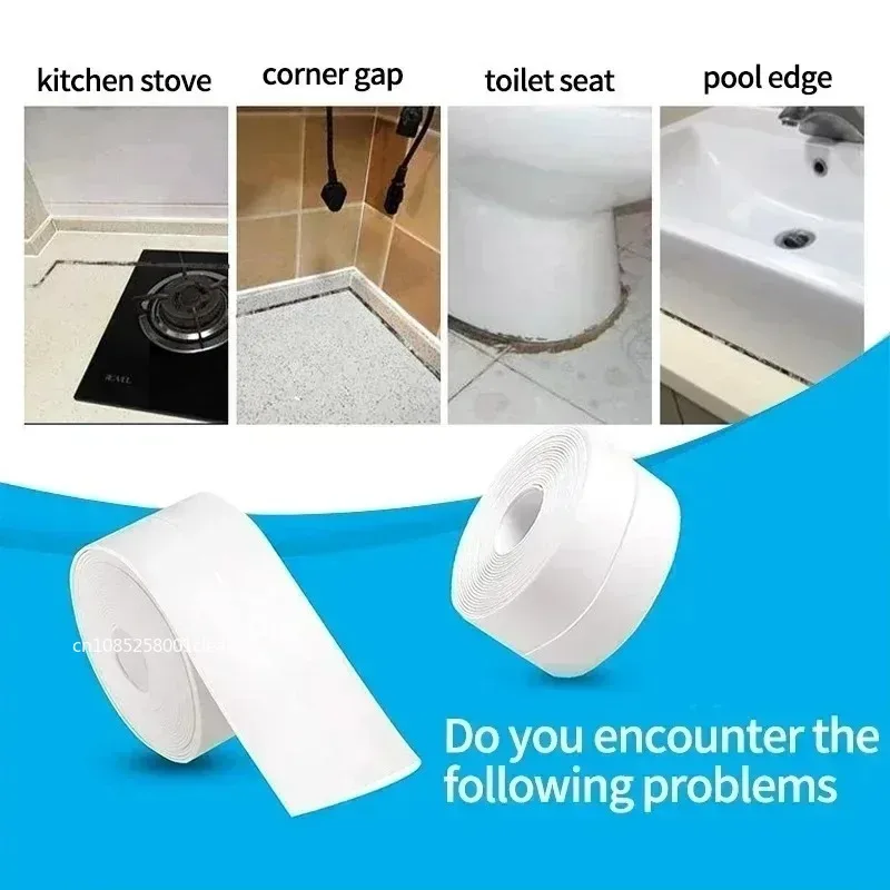 PVC Sealing Strip Tape Bathroom Bath Toilet Caulk Tape Self Adhesive Waterproof Mildew Proof Tapes for Kitchen Sink Wall Corner