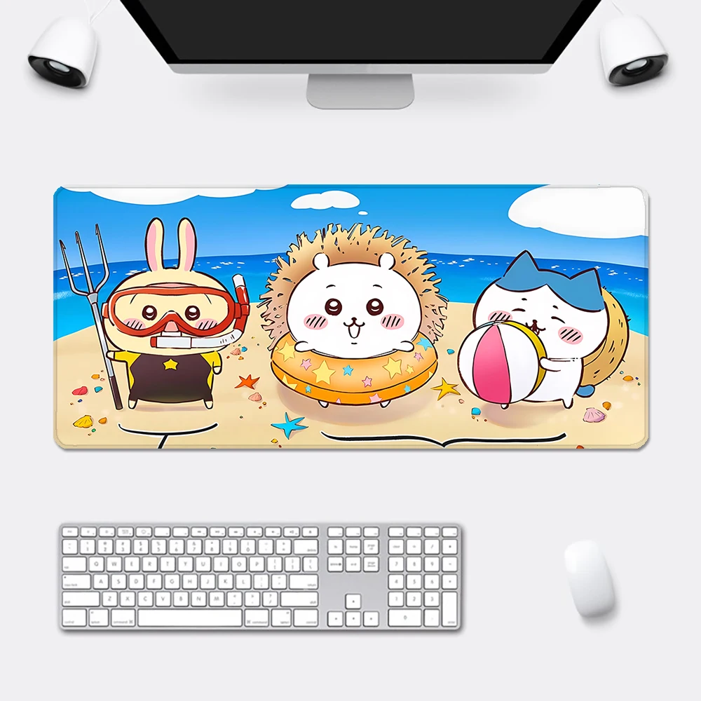 Cute Anime Chiikawas Mousepad HD Printing Computer Gamers Locking Edge Non-slip Mouse Pad XXL90x40cm Keyboard PC Desk Pad