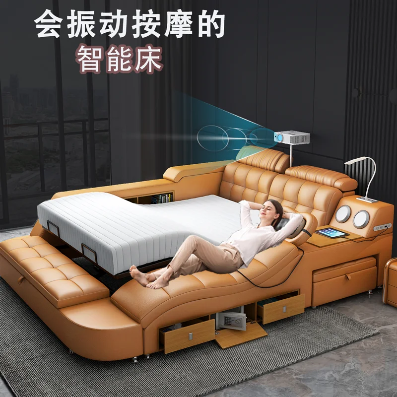 Automatic electric bed multi-function zero gravity voice remote control massage double leather bed