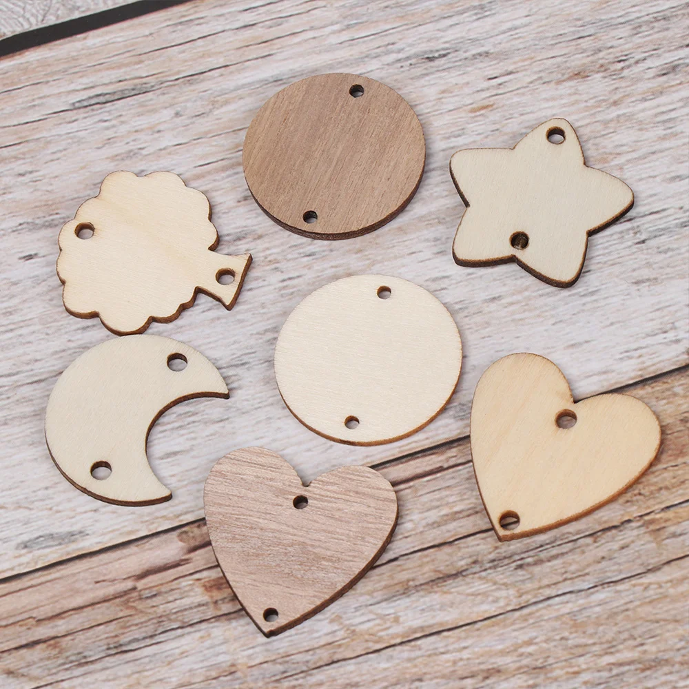 50pcs Wooden Circle Discs Tags with Holes Ring Clips for Birthday Reminder Calendar Chore Board Plaque DIY Decoration Art Crafts