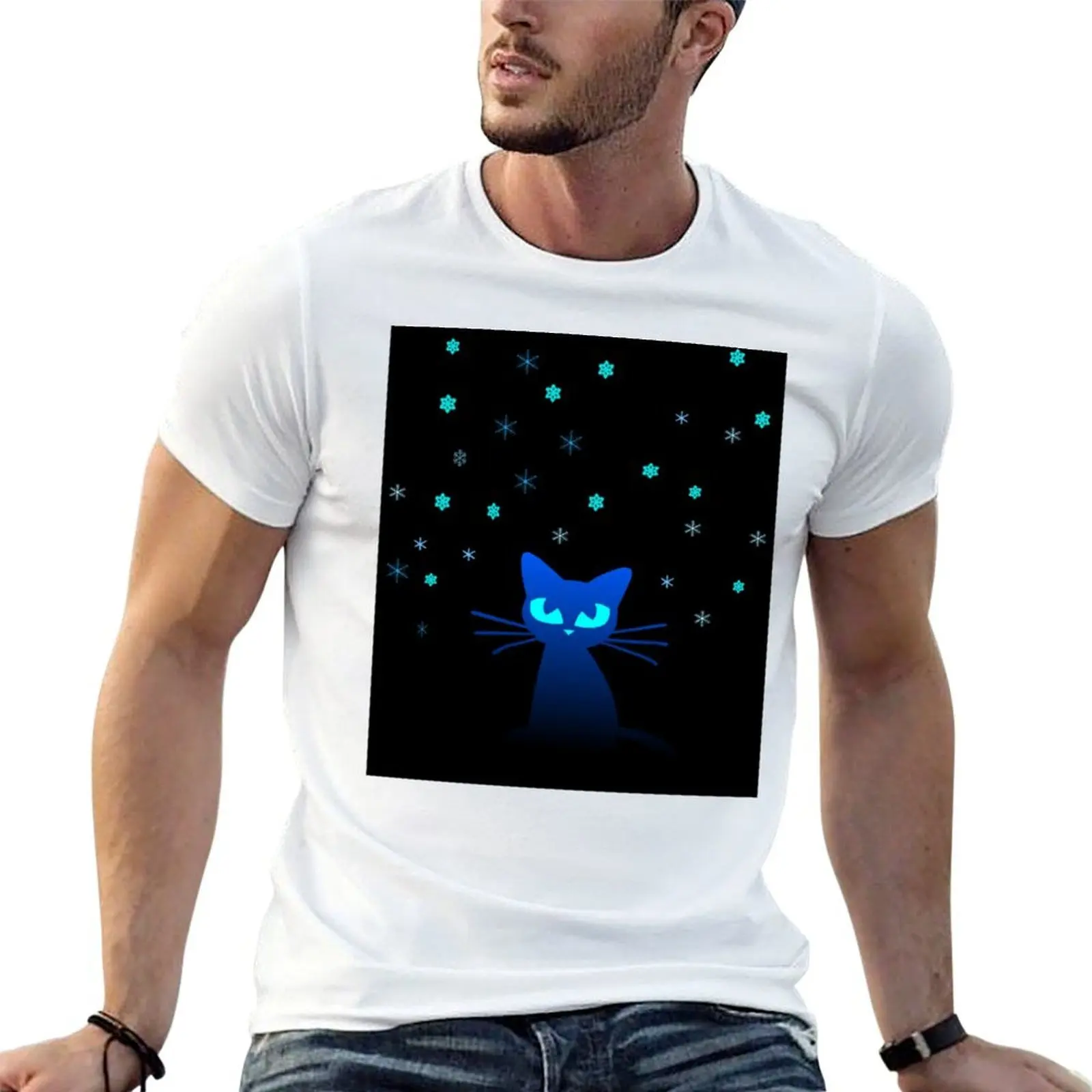 Glow in the Dark Cat T-Shirt t shirts for man pack cotton anime t shirts for man t shirts for man cotton funny T-shirt