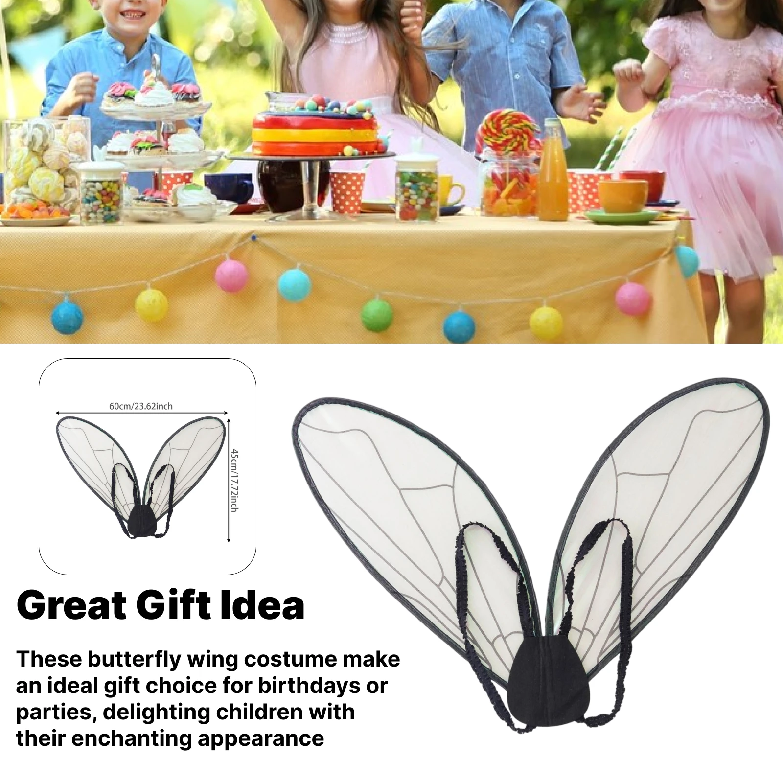 Schmetterlingsflügel, bequem, schöner Prinzessinnenflügel für Kinder und Erwachsene, Kostüm für Rollenspiele, Urlaub, Karneval, Modenschau, Party