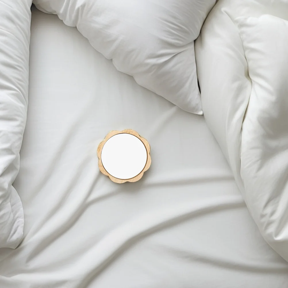 2Pcs Compact Wooden Makeup Mirror Portable Small Travel Purse Handheld Mirror Cute for Women Purse Compact Mirrors