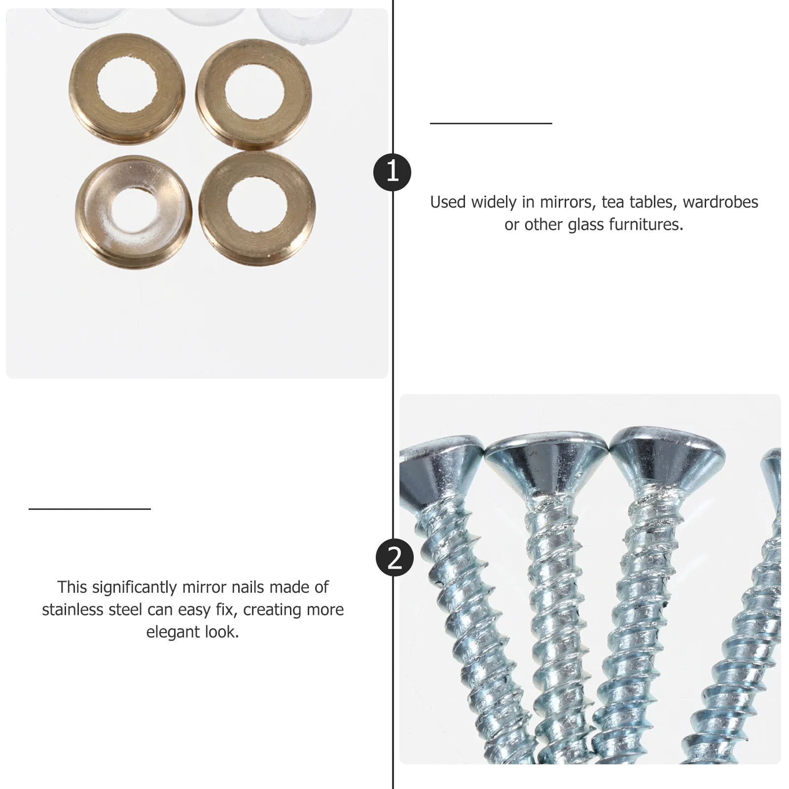 

24pcs Mirror Nails Stainless Steel Fixing Screws For Glass Furniture Metal Nail Hardware Decorative Cap Screws