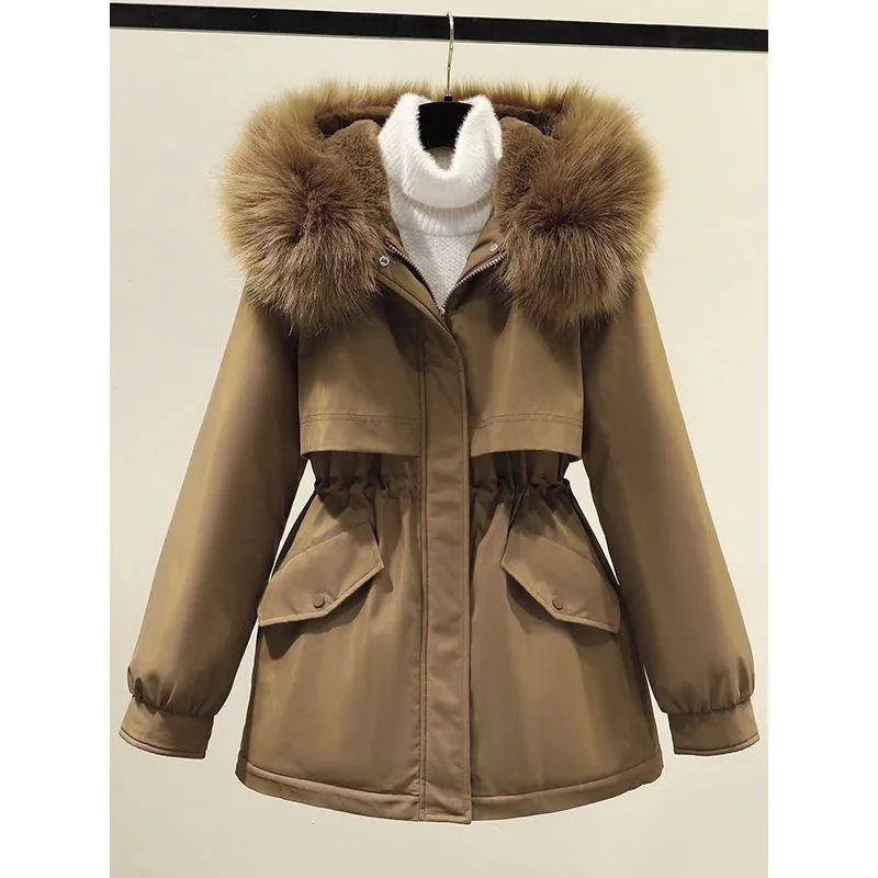 2025NewParka da donna di media lunghezza invernale sciolto stile coreano foderato in pile cappotto di cotone ispessito giacca trapuntata alla moda