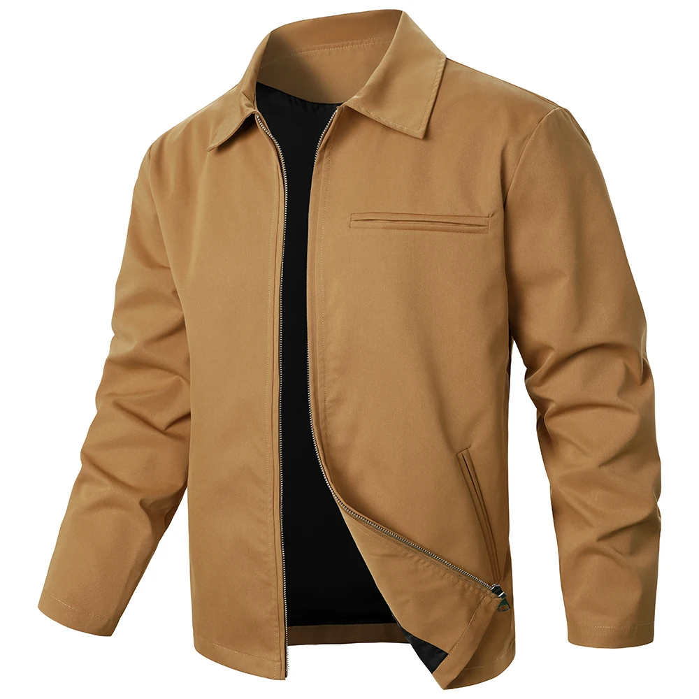 

Men's Jacket Solid Color With Zipper Windproof Fashion Men's Coat Outdoor Sports Street Casual Style Men's Top Jacket Men's Coat
