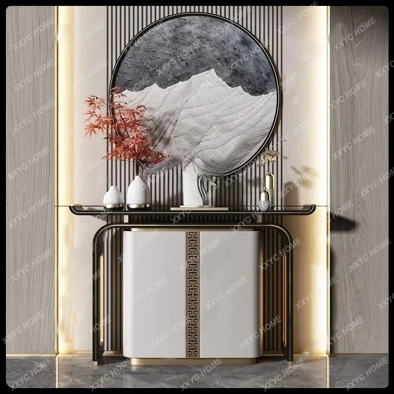 A New Chinese-style entrance cabinet hotel simple entry end view table entry solid wood strip case modern light luxury