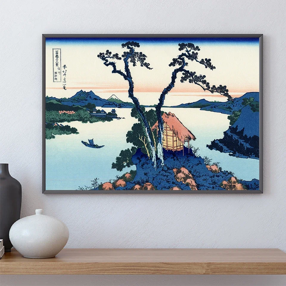 Katsushika Hokusai Wall Art A View of Mount Fuji Across Lake Suwa Poster Japanese Art Illustration Print Home Decor Gift