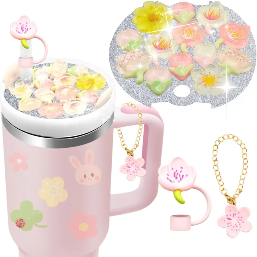 

Рождественские аксессуары для крышек чашек для стакана на 40 унций, включая силиконовую крышку соломинки + рождественский блестящий топпер с крышкой + ручку C