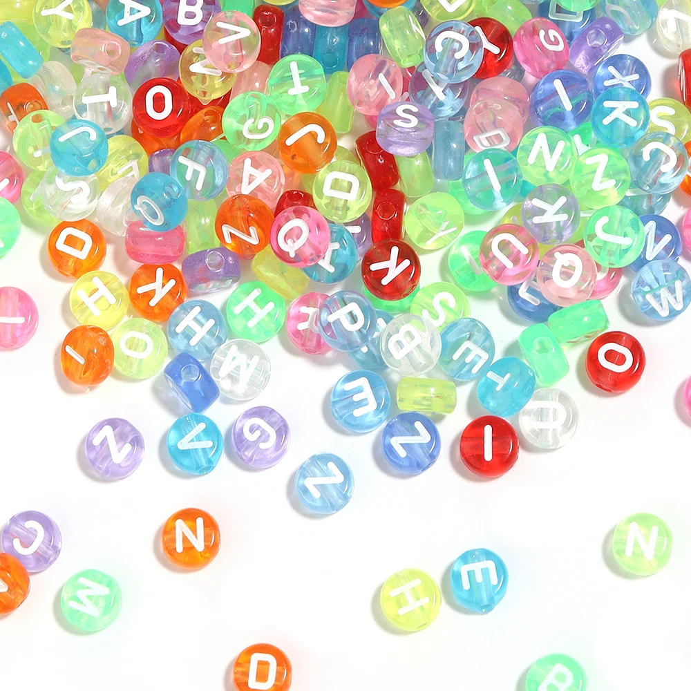 100pcs/lot Acrylic Oblate Alphabet Beads Colorful Transparent Letter Beads For DIY Jewelry Making Necklace Bracelets Accessories image 3