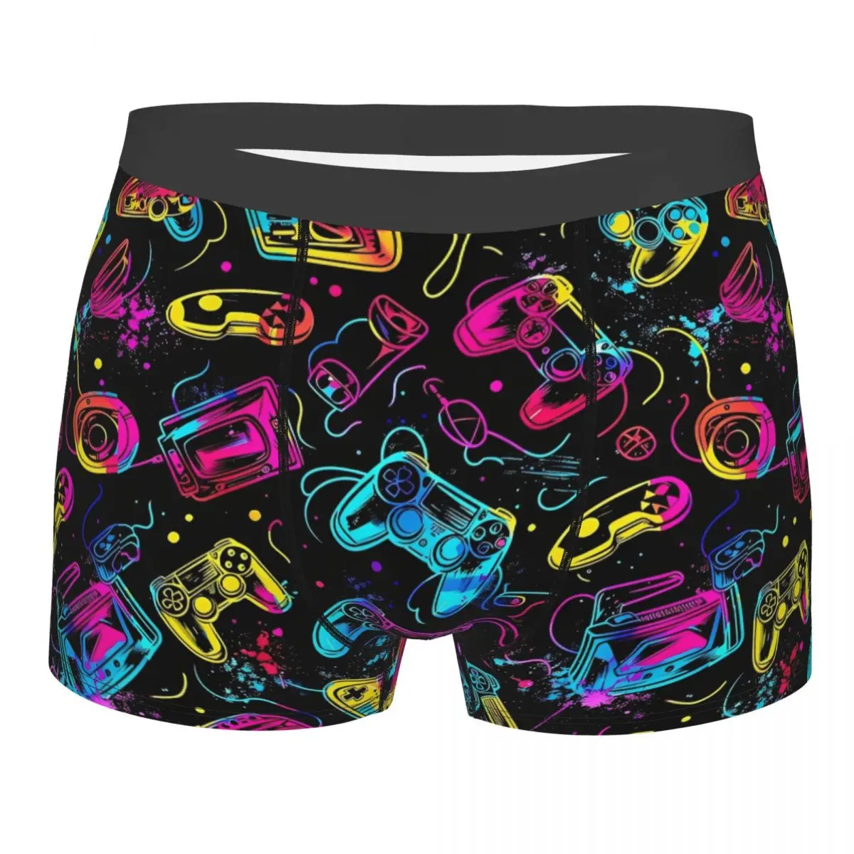 

Men Video Game Gaming Controller Underwear Humor Boxer Briefs Shorts Panties Homme Breathable Underpants Plus Size