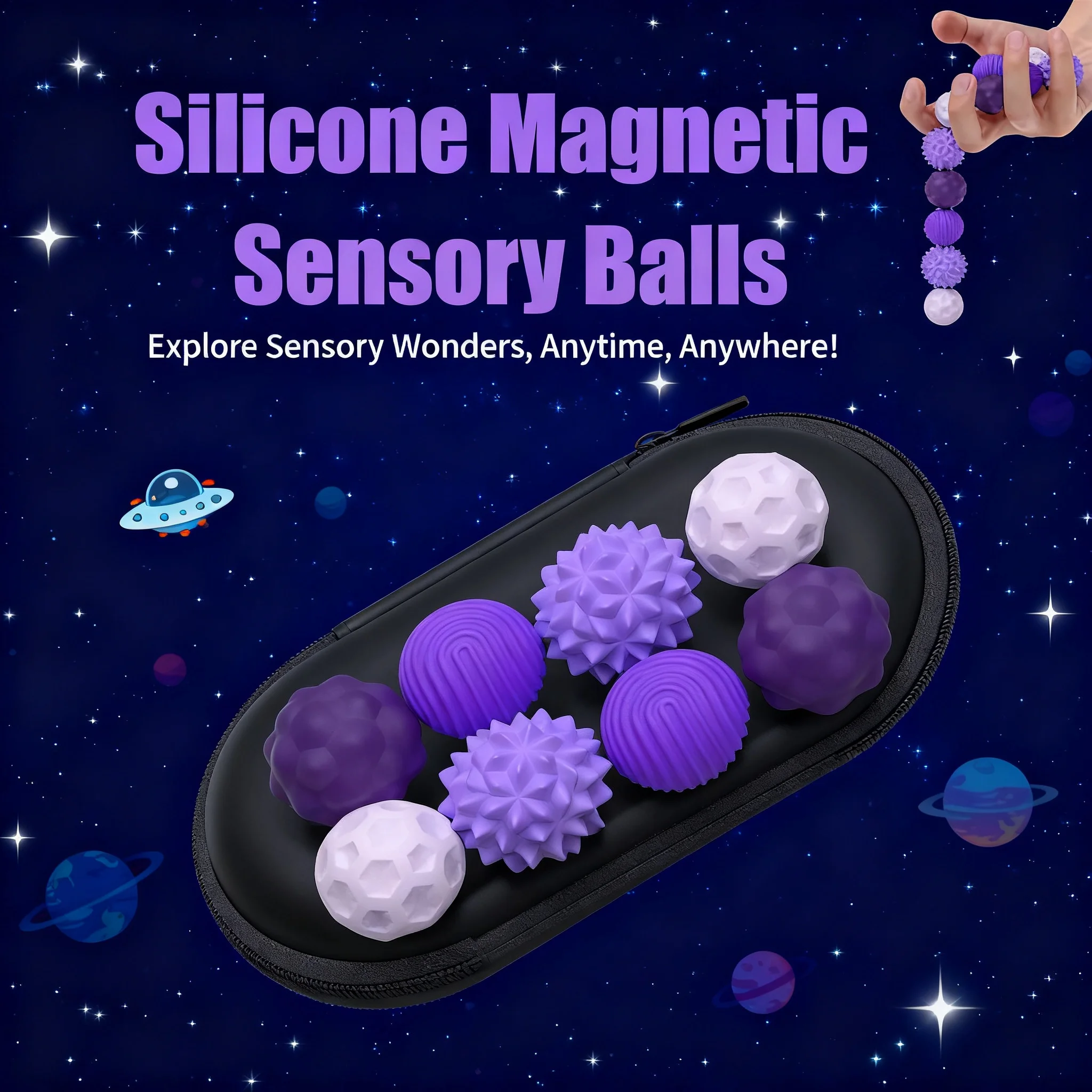 

Magnetic Sensory Balls Silicone Fidget Toy Stress Relief for Adults Kids Autism Anxiety Calming Worry Balls Sensory Fidgeting