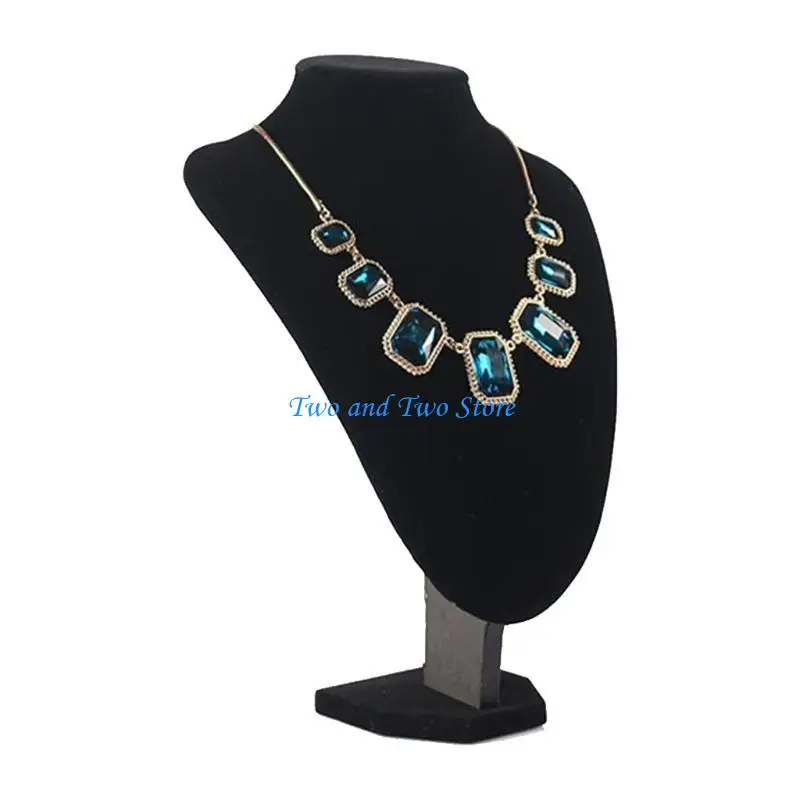 HX6F Necklace Mannequin Holder Flannel Pendant Chain Jewelry Display Rack Black