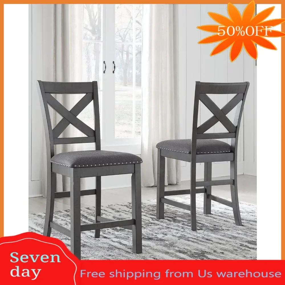 

Modern Farmhouse Counter Height Upholstered Barstool Set of 2 Dining Chair Home Furniture Dining Room Chairs Chairs for Kitchen