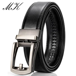 Maikun-Ceinture à Cliquet en Cuir group pour Homme, Accessoire Confortable, Couleur Noire
