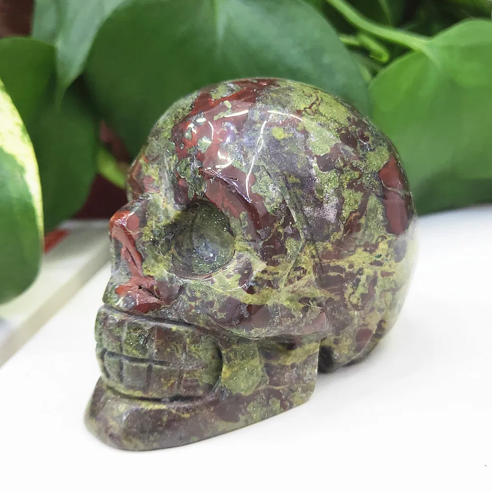 Crystal Skull Natural Dragon Blood Stone Hand Carved Quartz Cranium Gemstone Healing 2inch/3inch