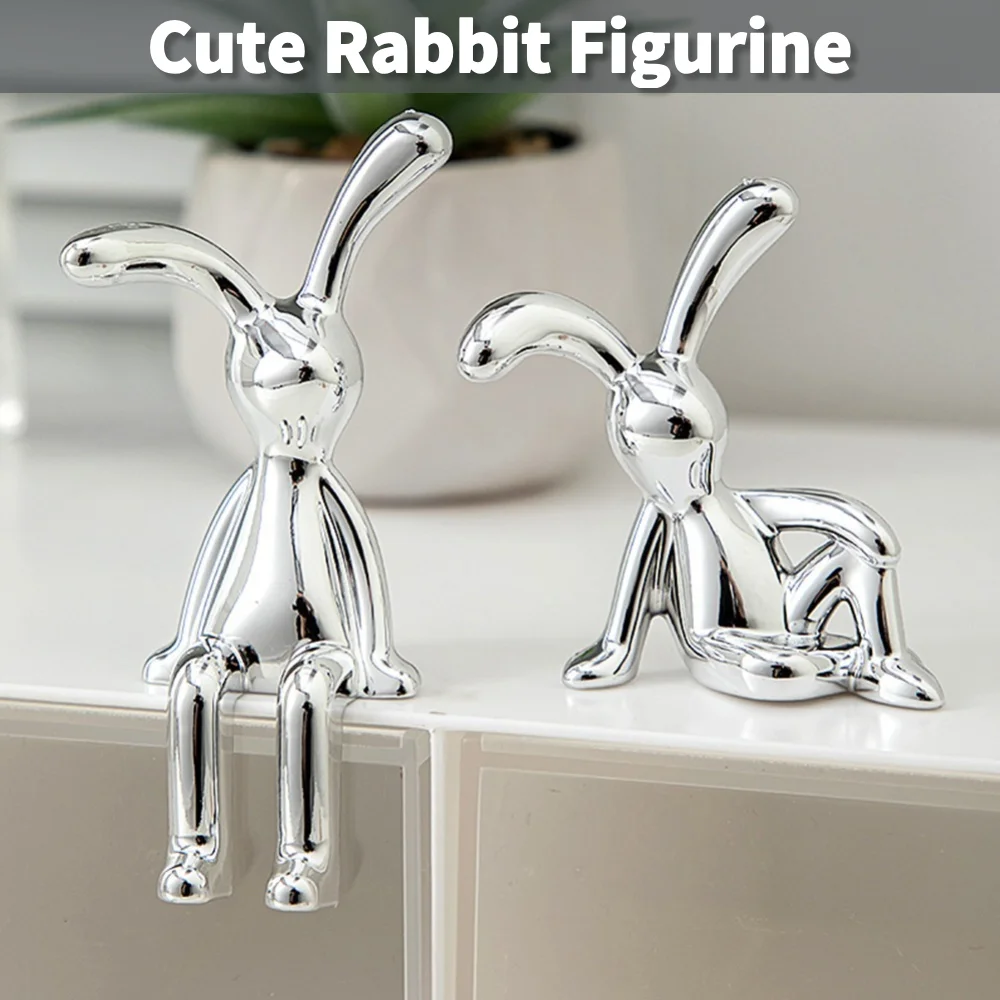 1/2PCS Creative Cartoon Sitting Posture Modern Style Sitting Rabbit Ornament For Bookshelf Home Living Room Office Cafe Decor