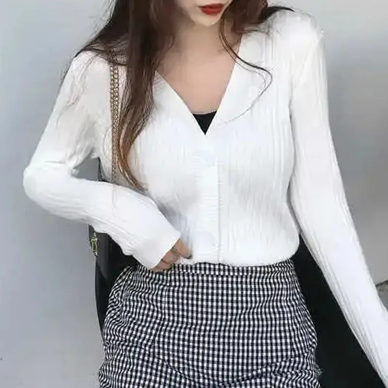 ニットウェア新しい白 O ネックニットセーター女性カーディガン長袖セーター De Mujer ニットセーターカーディガン女性トップス Q1205