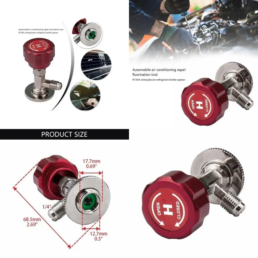 

02DE Car Can Tap Bottle Opener Sealing Can Tap Puncture Can Tap 1/4" SAE Adapter for R134A
