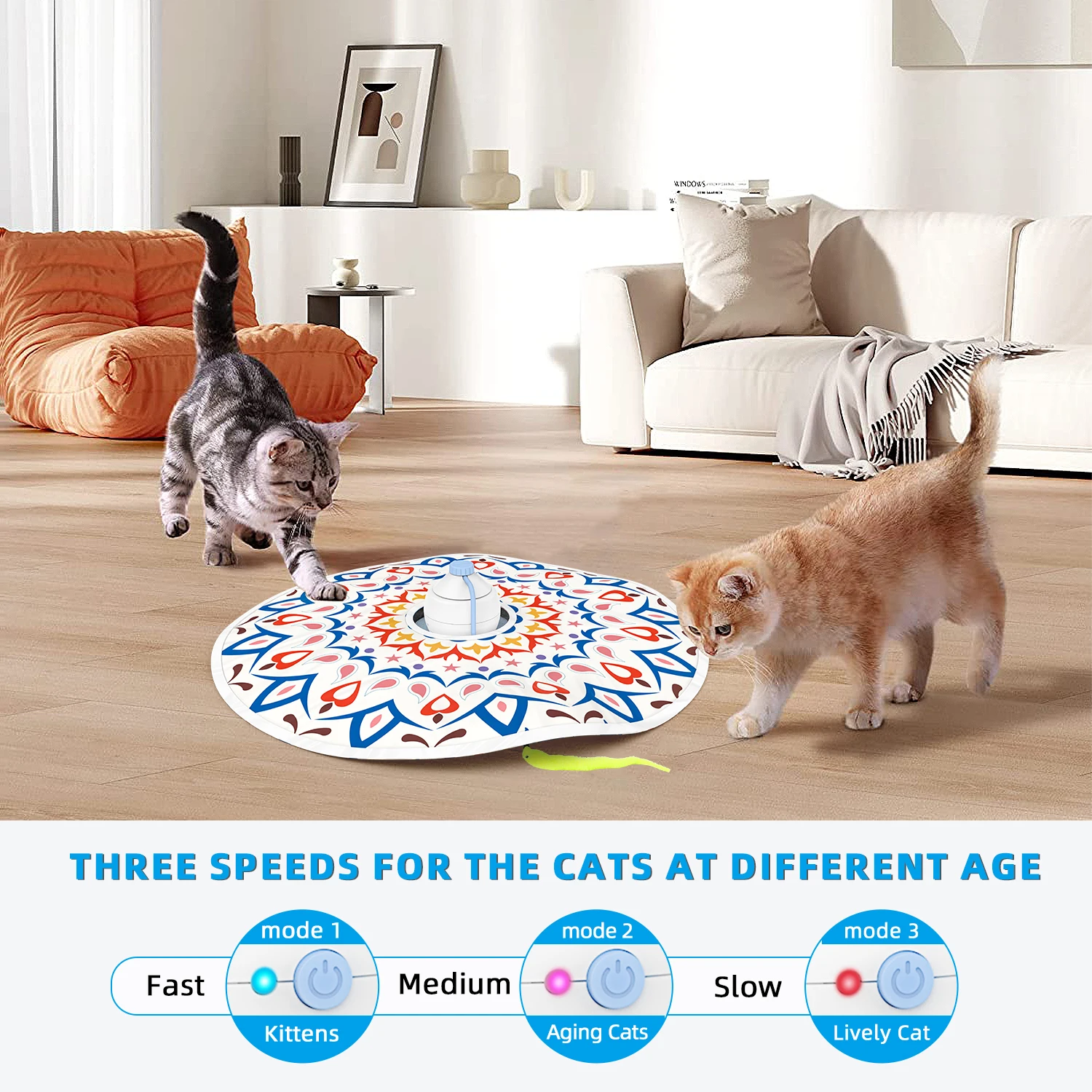 Fun Kitten Toy Cat Accessories - Interactive Auto-Rotating Electric Indoor Pet Toy with Roller Track /Butterfly /Feather Cat Toy