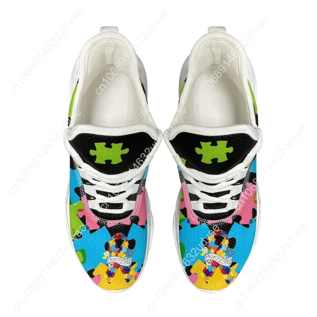 Autism Awareness Sports Running Shoe Color Puzzle Durable Wild Cozy Men’s Sneakers New High Quality Soft Platform Tenis Feminino view 6