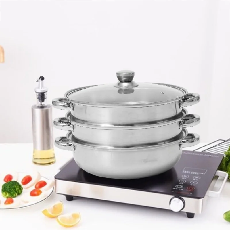 

Soup Steam Pot Thickened Stainless Steel Multifunctional Large Capacity Double Ear Stock Steam Pot For Home Use