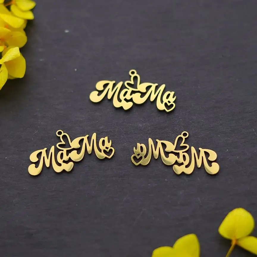 

3pcs Romantic Heart Mama Letter Stainless Steel Pendant Charm for Jewelry Making Necklace Earrings Mother's Gifts diy Accessorie