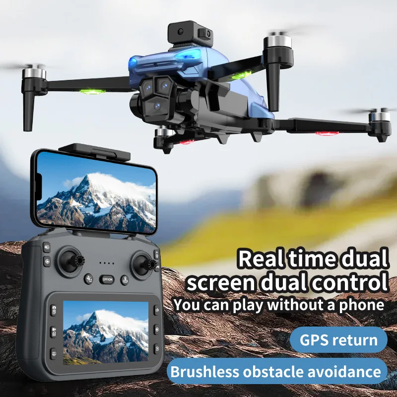 ZD102S Profesional Drone Dual Screen Dual Control Brushless Obstacle Avoidance GPS Rerurn 5G Wifi Dron Toy Dron RC Quadrotor Toy