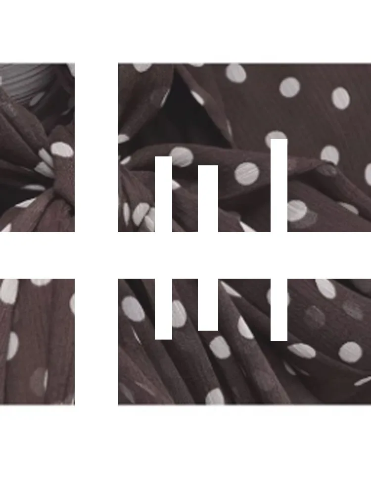 

HH Women Fashion Bow Neckline Long Sleeves Polka Dot Pattern Thin Light Chic Shirt Female Commuting Leisure Elegant Shirt