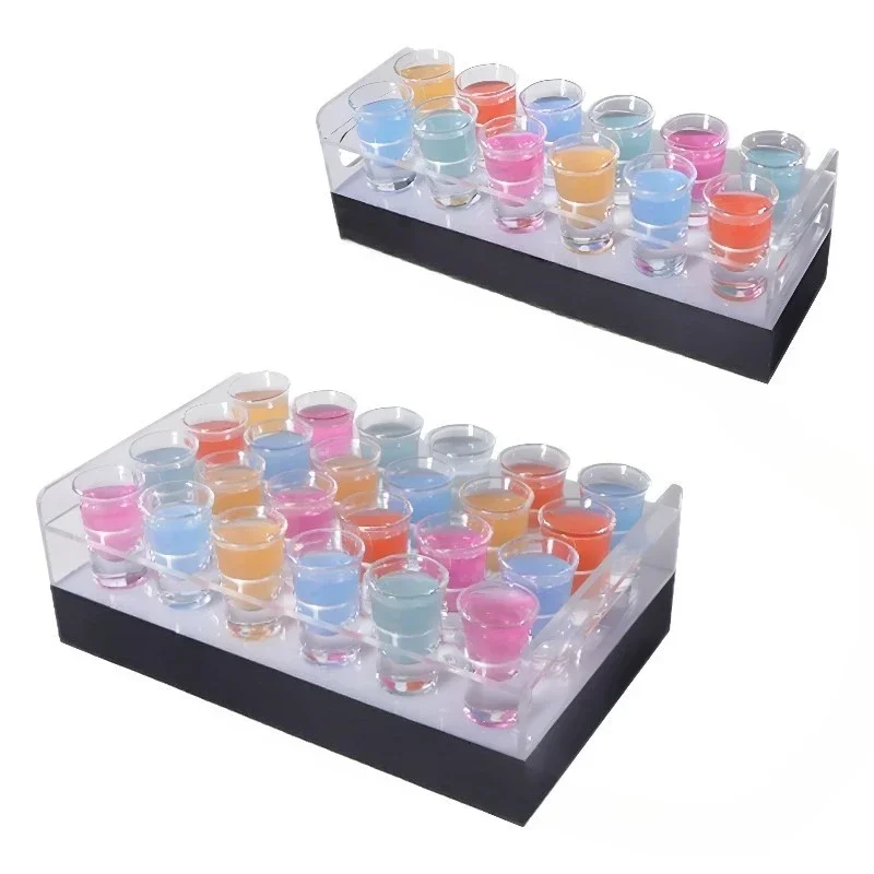 Bar Classic Luminous Cocktail Bullet Glass Holder Acrylic Square KTV Night One Glass Holder Champagne Wine Holder