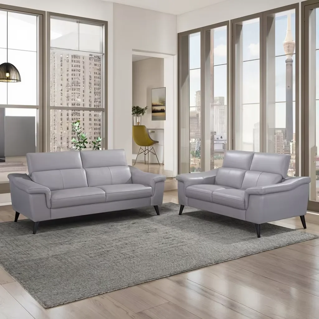 Comfortable 6-Seater Leather Sofa Set with Cooling Feature 123 Sofas Furniture for Living Room for Apartment Use