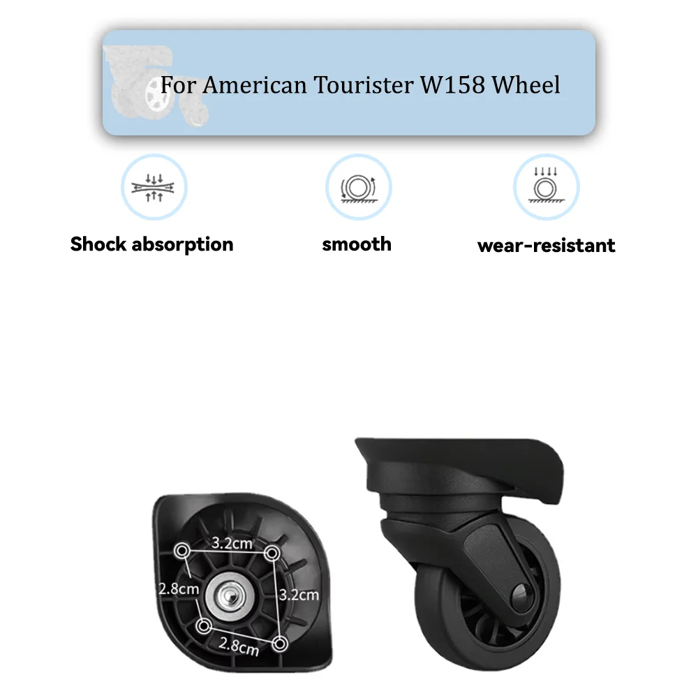 For American Tourister W158 Universal Wheel Replacement Suitcase Rotating Smooth Silent Shock Absorbing Wheel Accessories Wheels