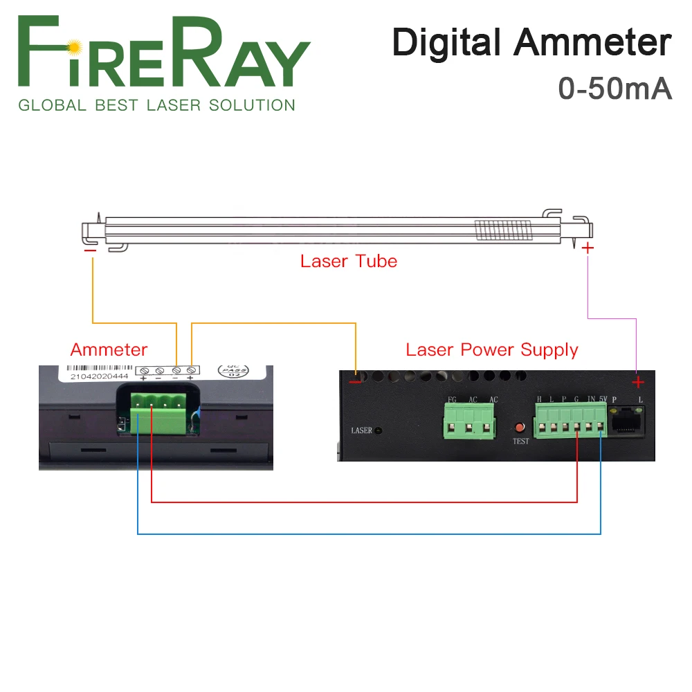 FireRay LED DIgital Ammeter 50mA Voltage Current Meter Volt Detector Tester Monitor Panel for Co2 Power Supply