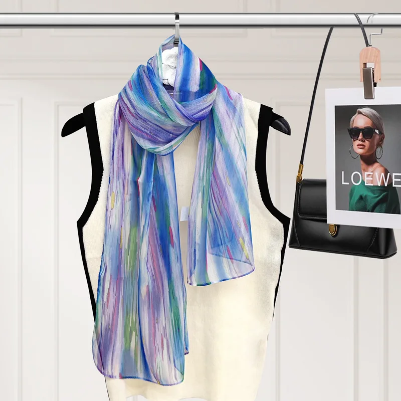 Women Ethnic Floral Print Chiffon Scarf Fashion Head Wrap Versatile Decorative Shawl For Cross Border Sale