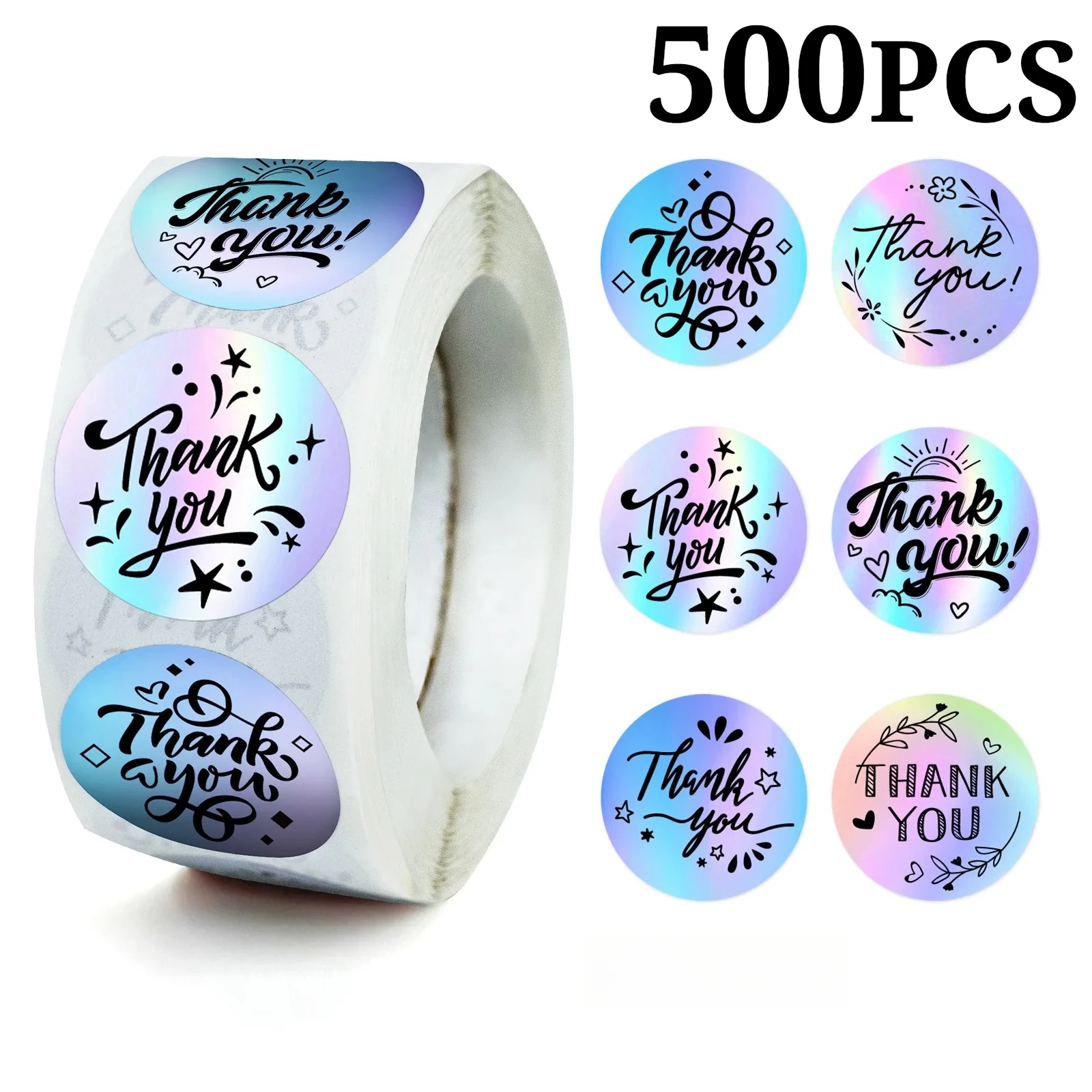 500PCS Black Silver Foil Thank You Stickers Aesthetic Labels for Thanksgiving Envelope Sealing School Stationery Craft Decor