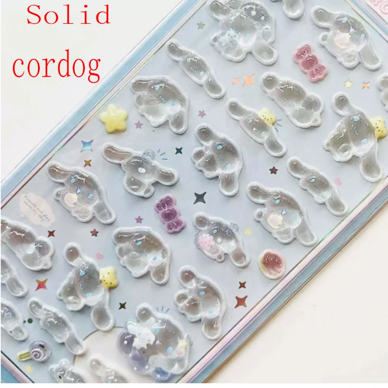 Stile Anime Sanrio Kuromi Hellokitty Hangyodon Cinnamoroll 3D Adesivo gelatina trasparente Adesivi decorativi in cristallo Custodie giocattolo fai da te