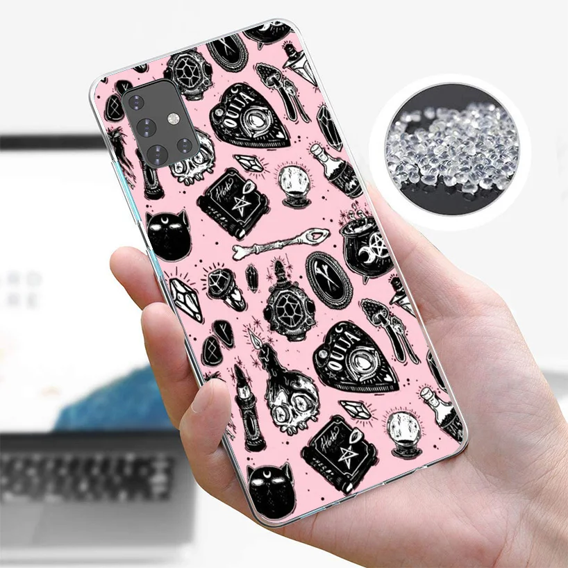 Pink Cat Skull Sorceress Witch Cover Phone Case For Samsung A51 A41 A31 A21S A71 A50S A40 A30S A20E A10S A6 A7 A8 A9 Plus Soft F