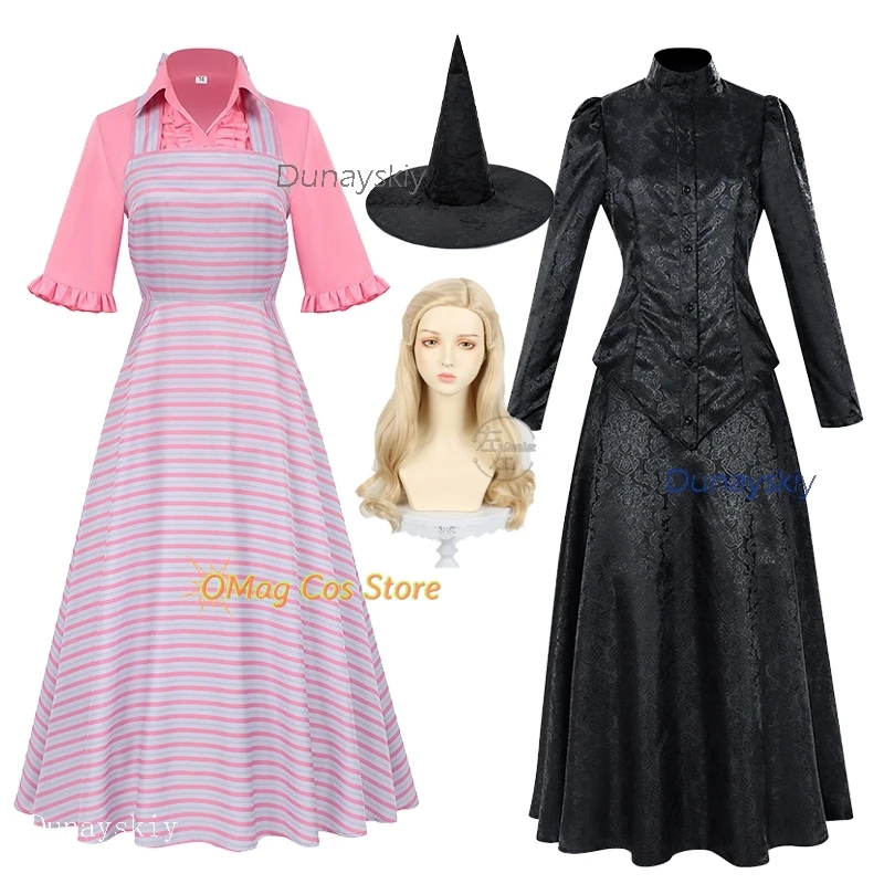 

Disfraz Halloweeen Wicked2 Elphaba Glinda Cosplay Black Witch Robe Hat Dress Fancy Gown Costume Women Party Outfits Mujer Adulto