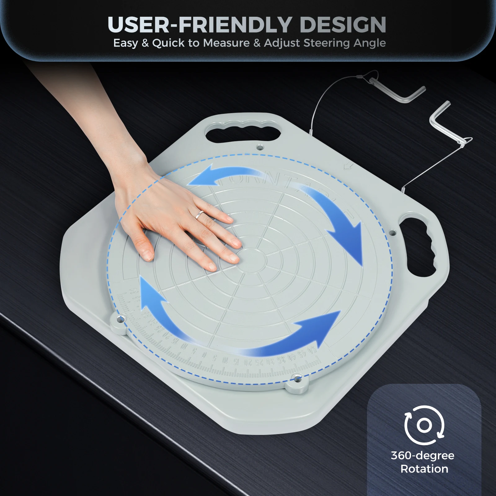 لوحات انعطاف محاذاة العجلات التجارية، سعة تحميل 3T/6613 رطل، 360 درجة ° دوران للسيارات/الأشعة فوق البنفسجية/الشاحنات، يتضمن لوحتين