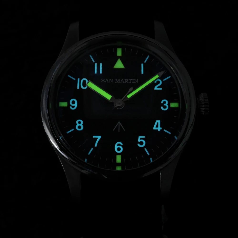 Reloj piloto San Martin de 36mm para hombre VH31, movimiento Mechaquartz, barrido, segunda serie de cuarzo, correa de nailon de estilo Simple, 10