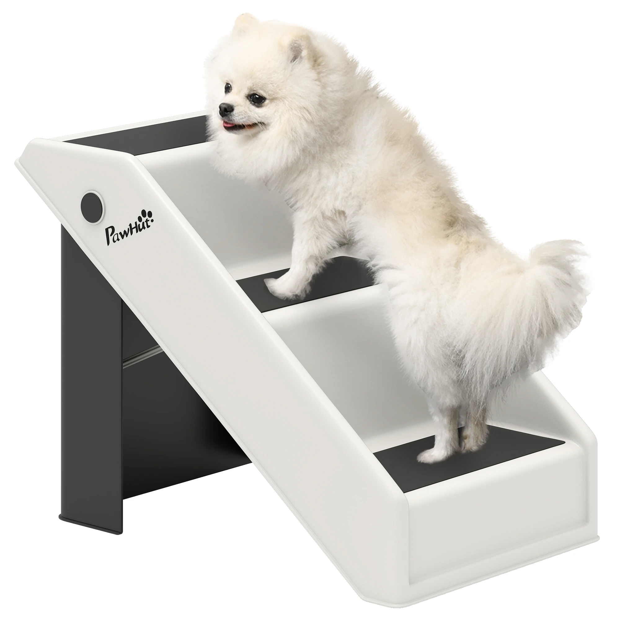 Opvouwbare 3-traps hondentrap voor oudere huisdieren voor bank of bed 53X30.5X36.5 cm Crème