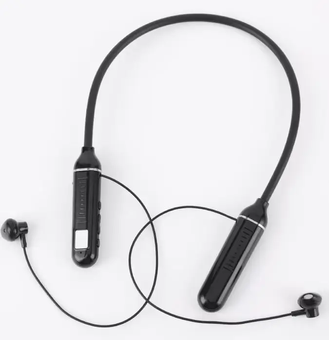 سماعة رأس بلوتوث لاسلكية معلقة برقبة ستيريو، شفط مغناطيسي مع شاشة رقمية، سعة كبيرة، سماعة رأس رياضية نصف داخل الأذن