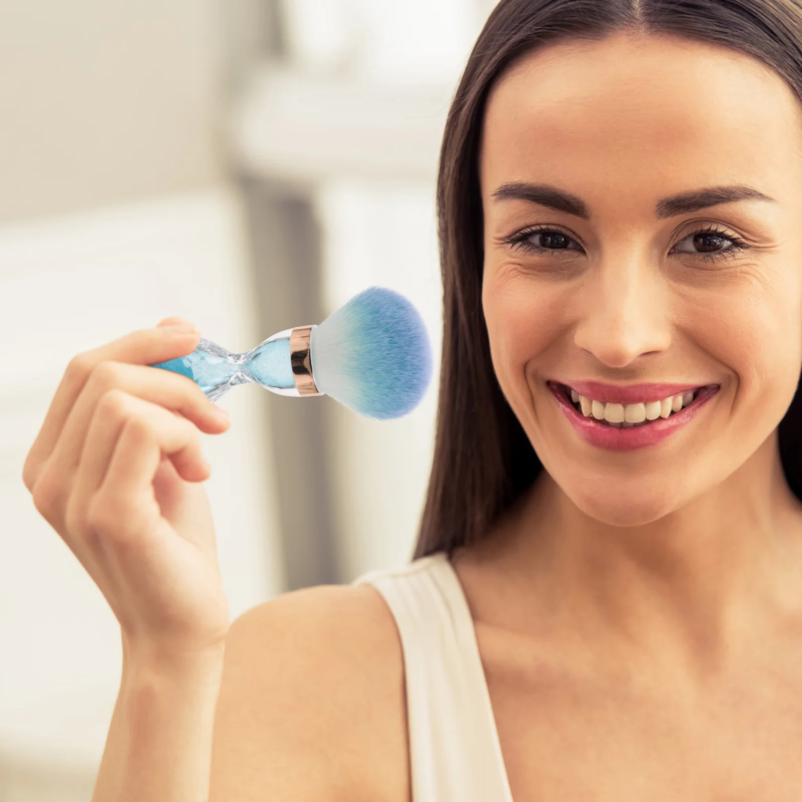 

Nail Art Dusting Brush Blue For Cleaning Makeup Acrylic Nail Brushes Portable Salon Home Use Dust Collector Tool Soft
